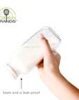 Fox Run Square Glass Milk Bottle, Leaf-Proof 16.9 oz