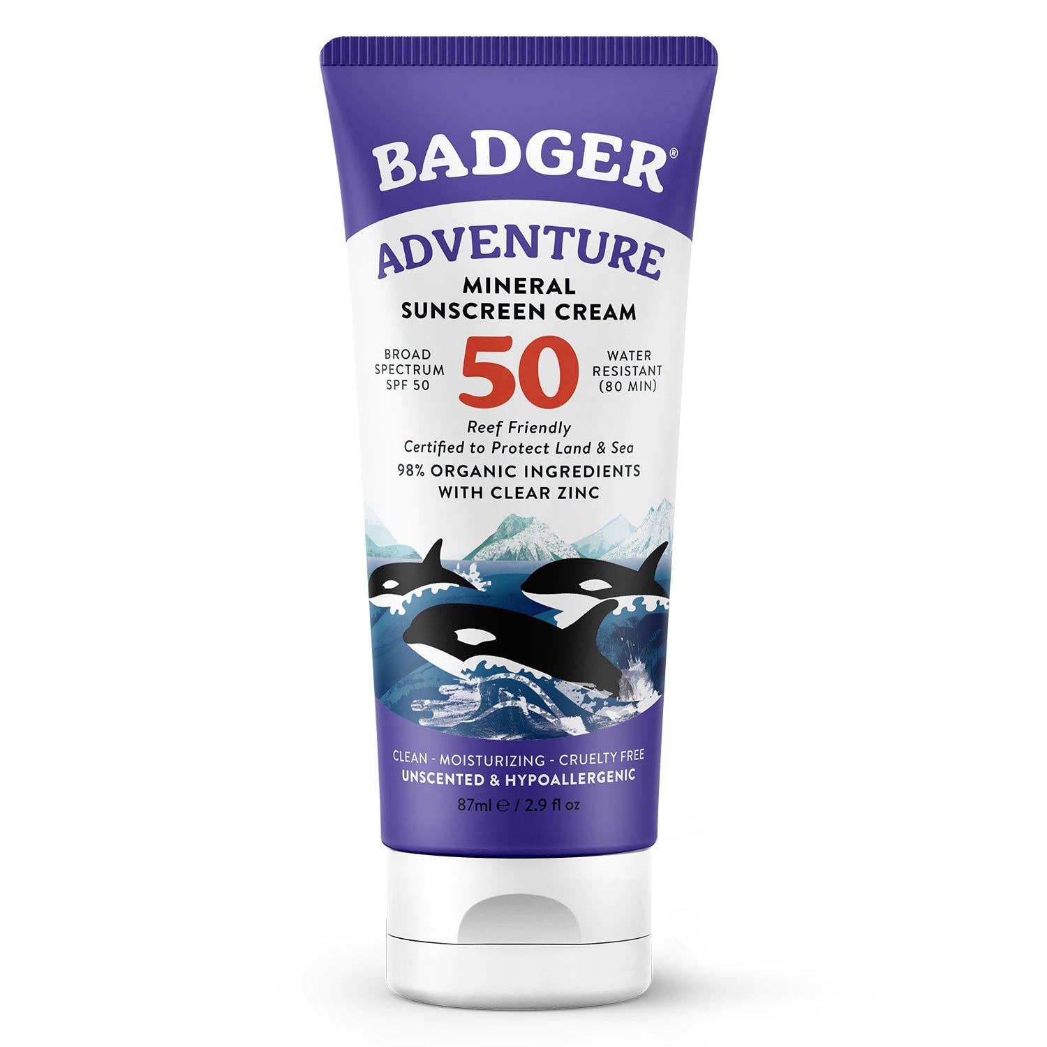 Badger Mineral Sunscreen Cream SPF 50, Zinc Oxide Sun Care