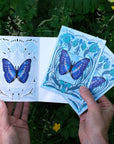 White & Blue Morpho Greeting Card with Removable Butterfly