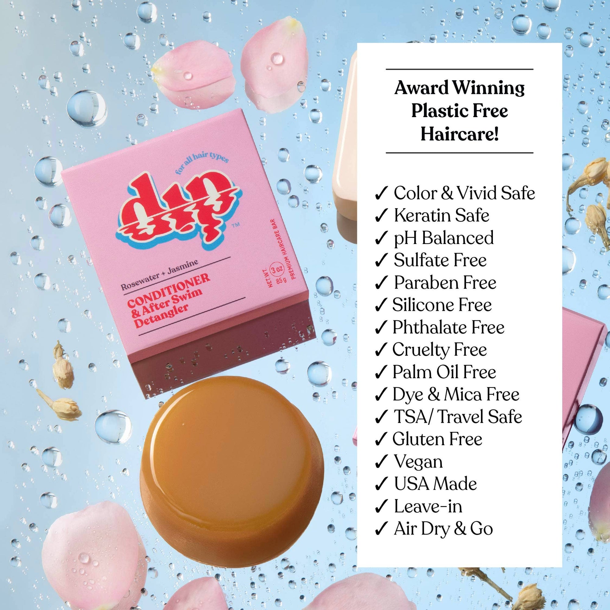 Dip - Dip Conditioner Bar &amp; After Swim Detangler - Rosewater &amp; Jasmine
