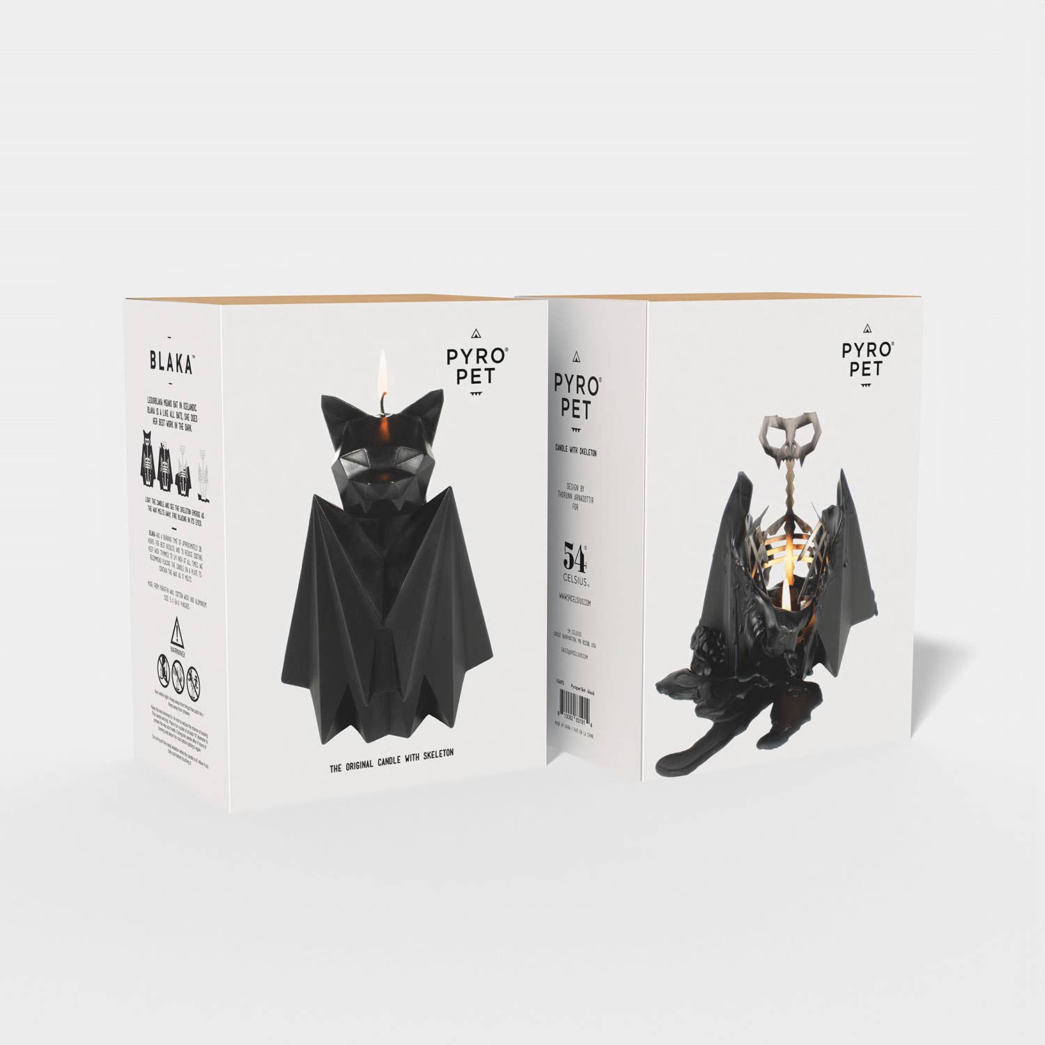 Black Bat Candle with skeleton. Creepy Cute Decor by Pyropet