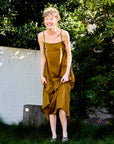 Square Neck Ruffled Hem Cami Midi Dress