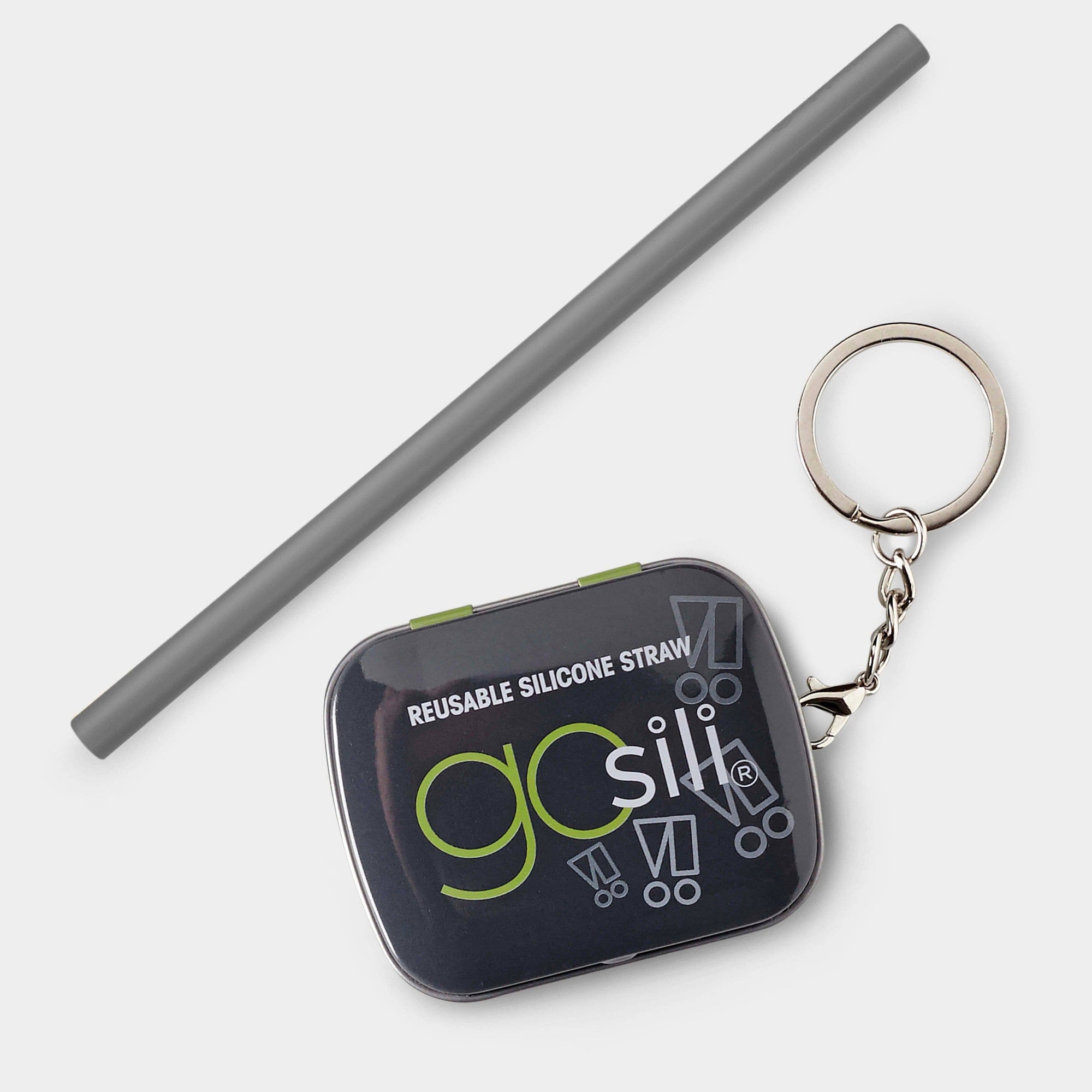 GoSili - GoSili® 8" Silicone Straw with Keychain Travel Case, Eco-Friendly Reusable Soft Collapsible Silicone Drinking Straw, 1pk