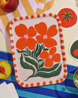 One & Only Paper - Wild Flower Orange Bent Birch Serving Tray