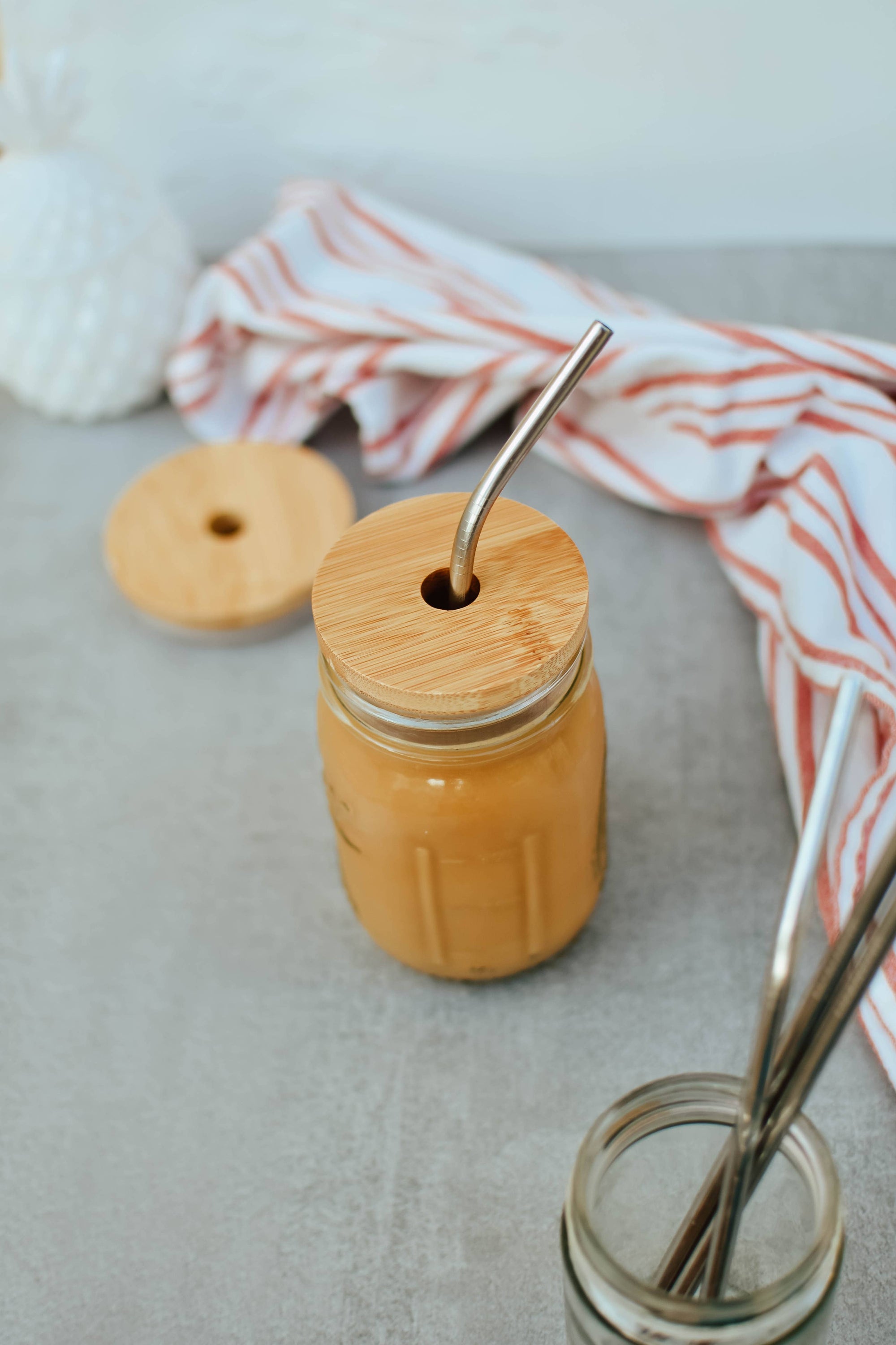 Bamboo Jar Lid WideMouth - WITH HOLE