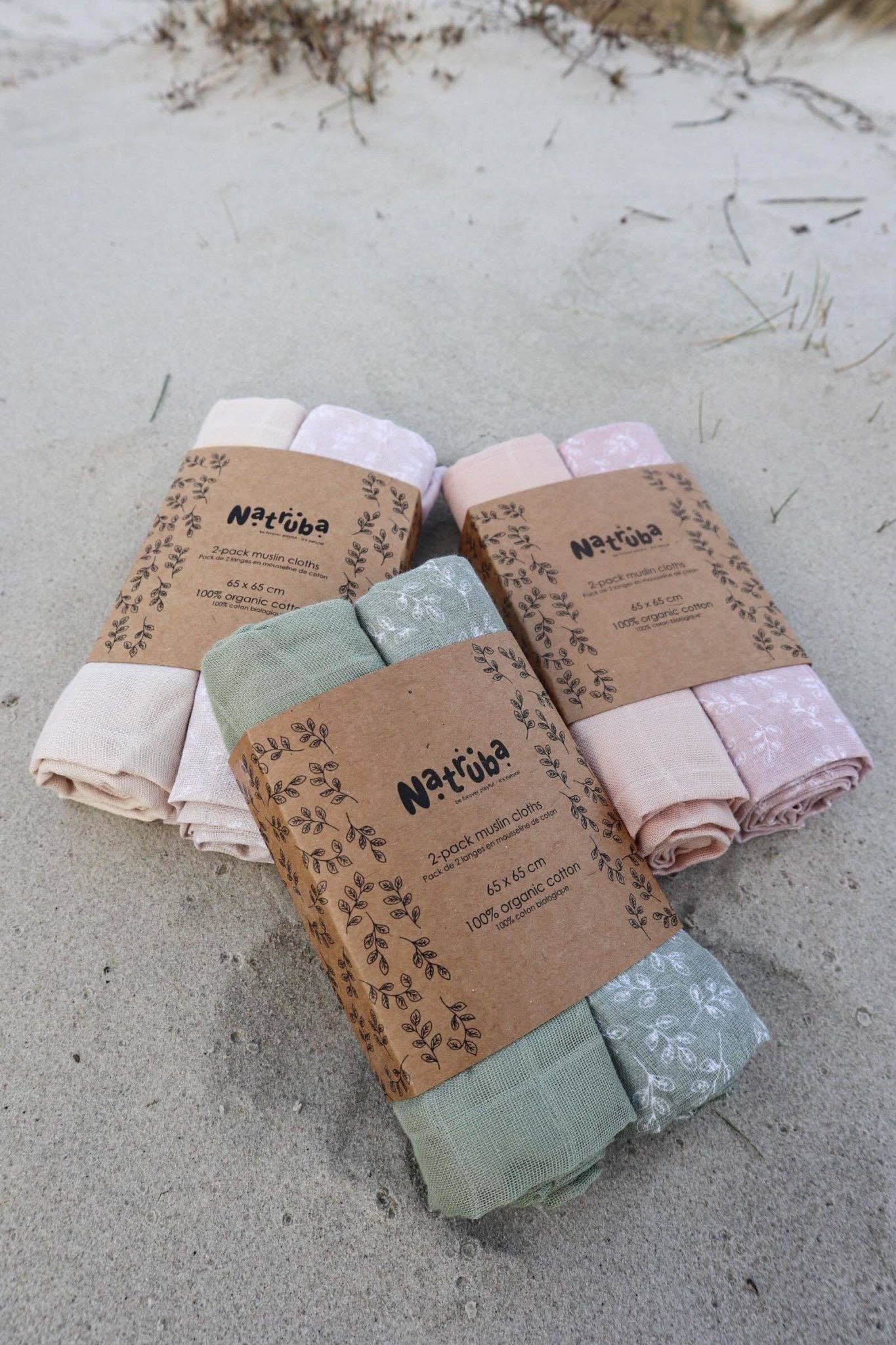 Muslin Cloth 2-pack Powder. One Leaf, One Solid
