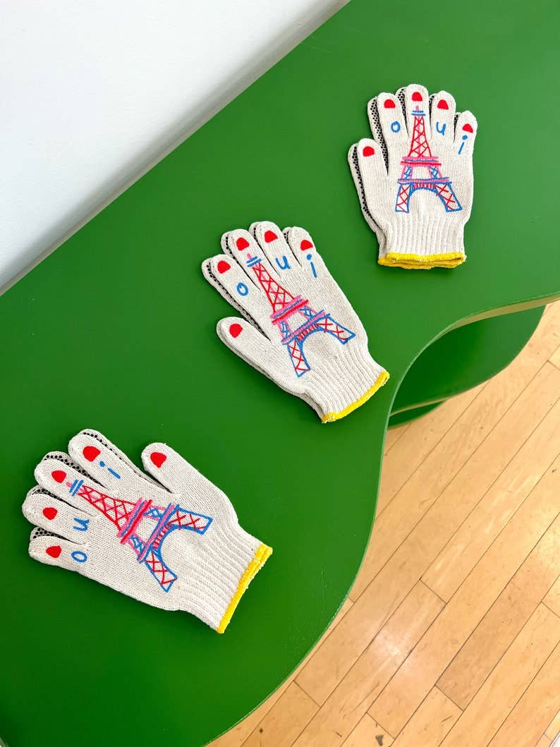 Bunny Gardening Gloves: Le Lapin Rabbit Print, Cotton Blend