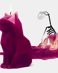 Pyropet Cat Candle with Skeleton - Red