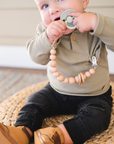 Silicone Bead & Wood Ring Pacifier Clip