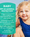 Badger Mineral Baby Sunscreen Cream SPF 40 with Zinc Oxide