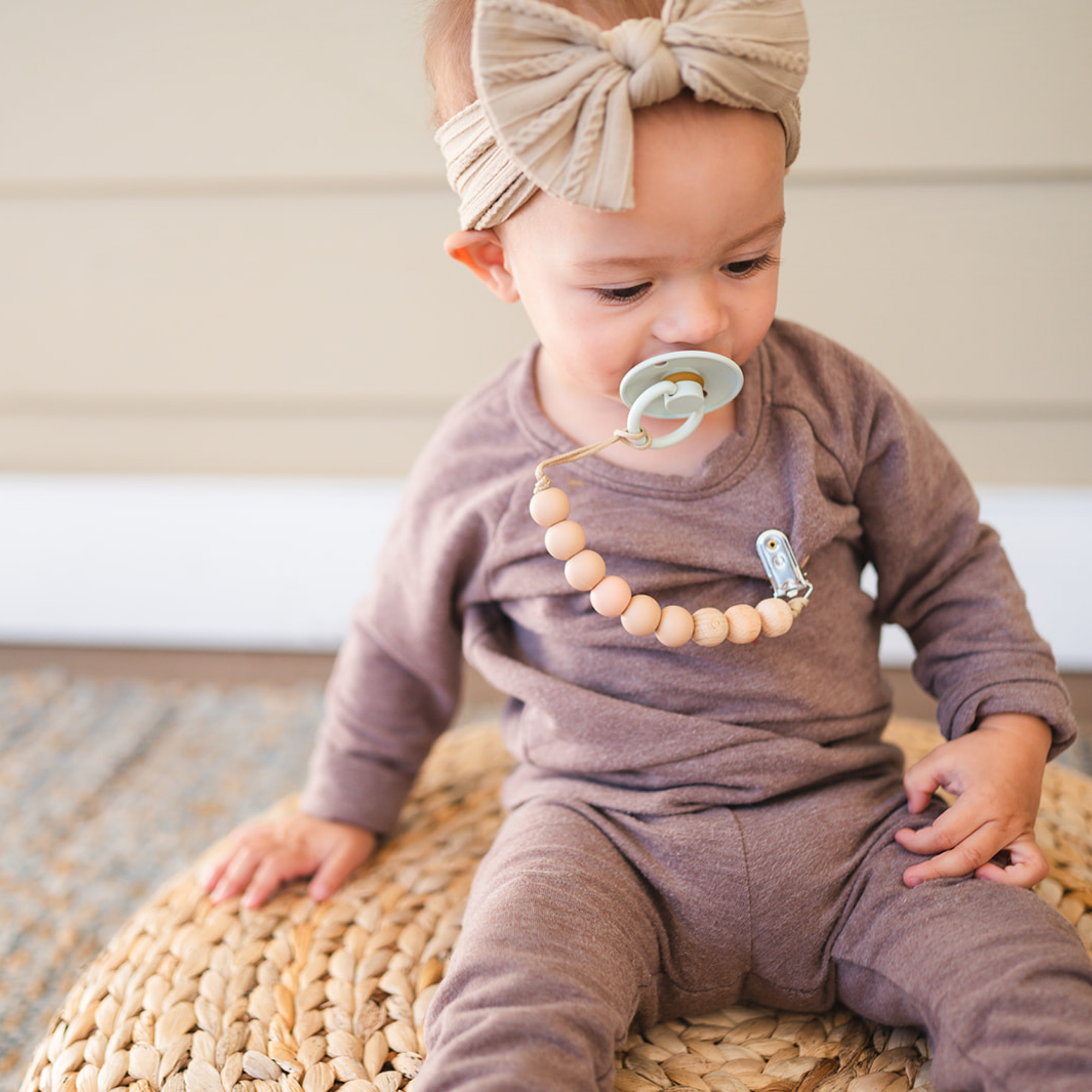 Beaded Wooden &amp; Silicone Pacifier Clip