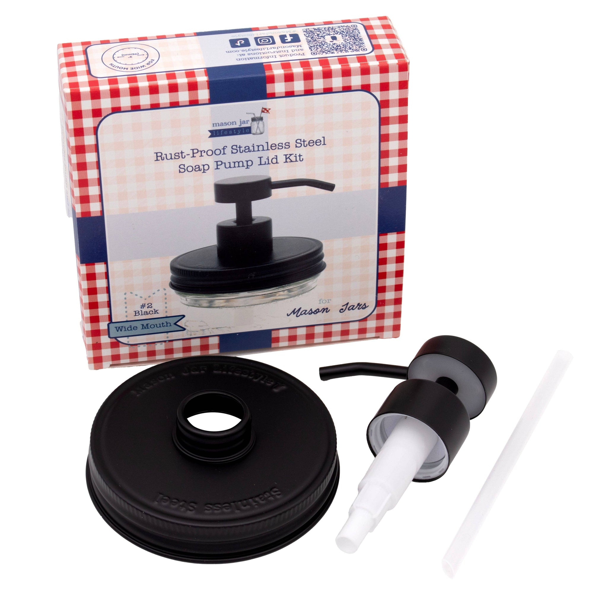 Mason Jar Lifestyle - Matte Black Soap Pump Lid Kit for Mason Jars