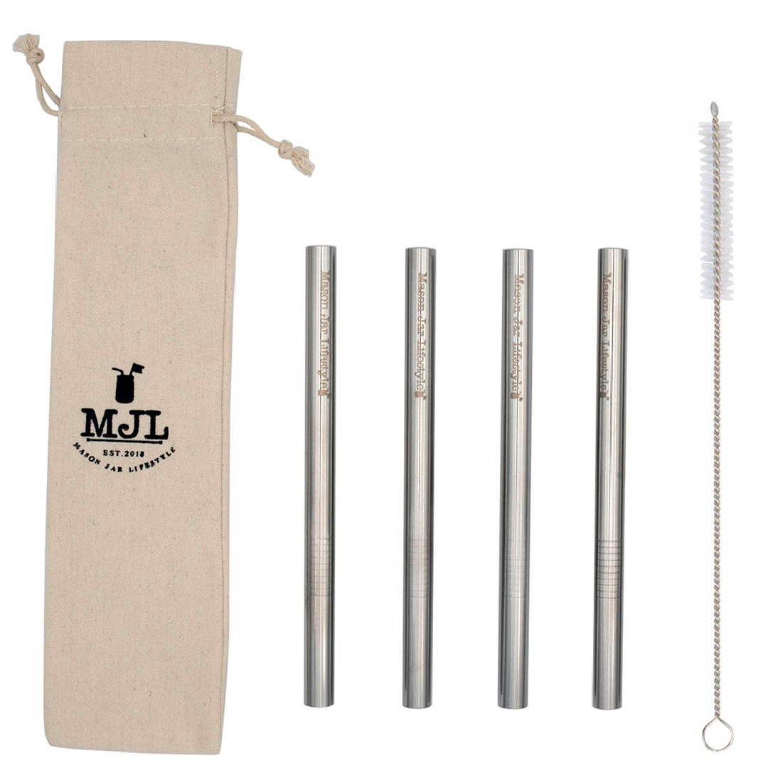 Medium Stainless Steel Boba Straws for Pint Mason Jars