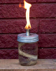 Tiki Torch Oil Lamp Lid in Galvanized Metal for Mason Jars