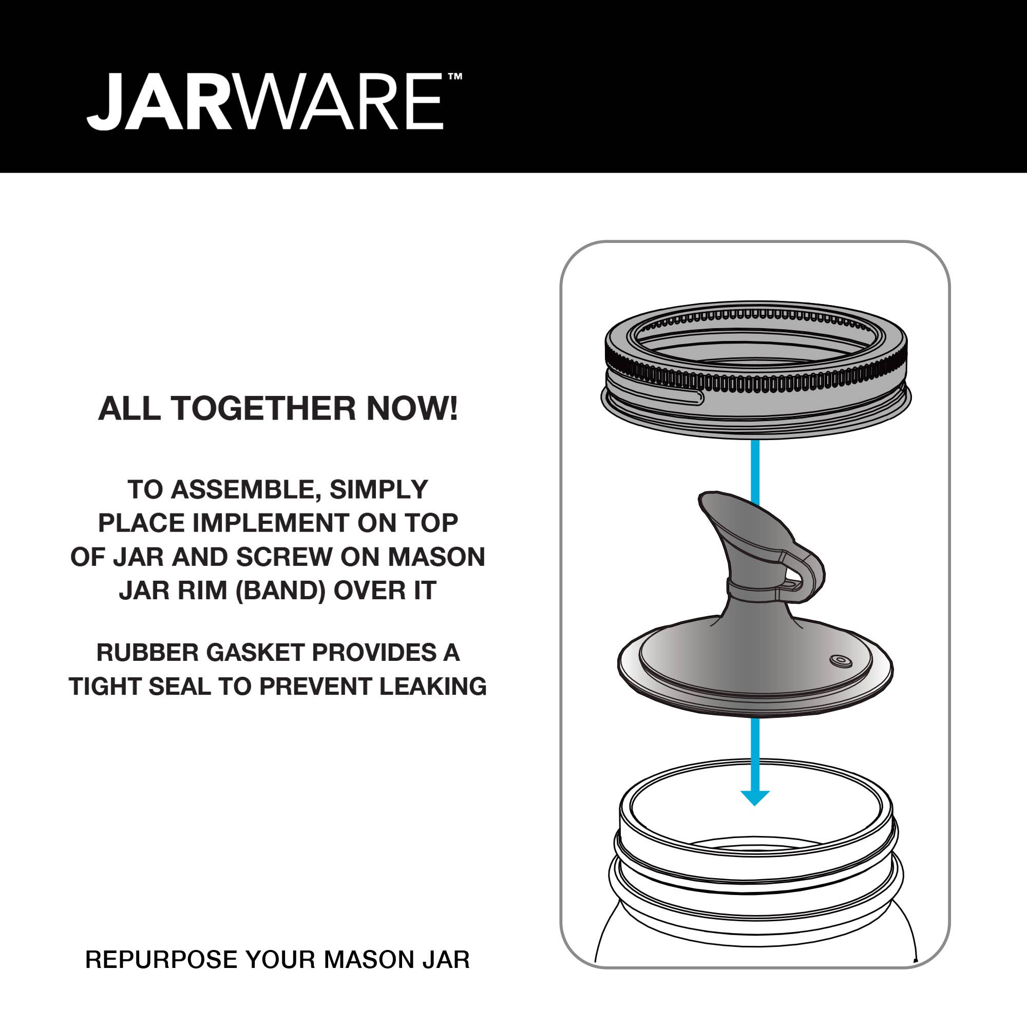 Jarware Glass Mason Jar and Oil Cruet Lid