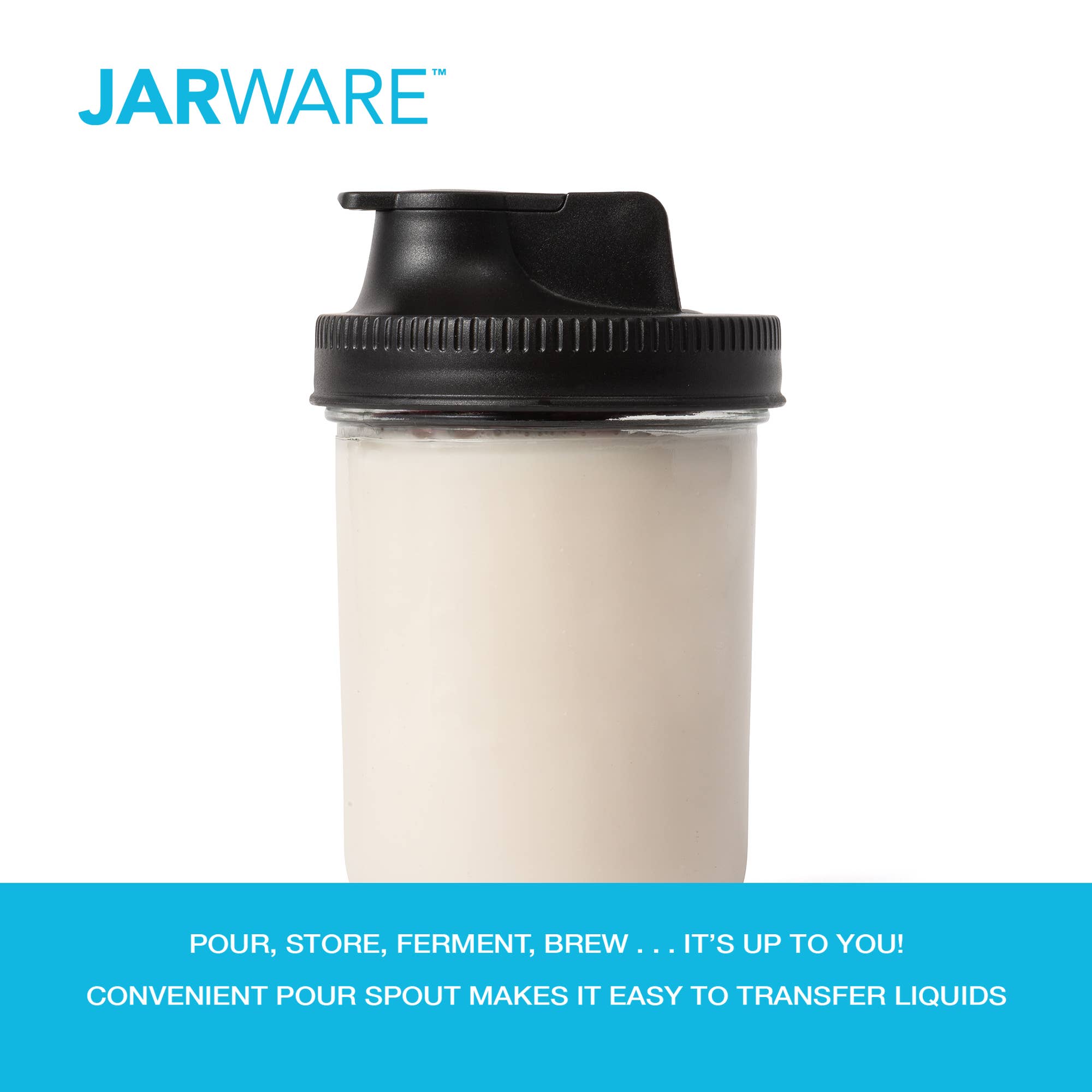 Jarware Black Spout Lid for Wide Mouth Mason Jar