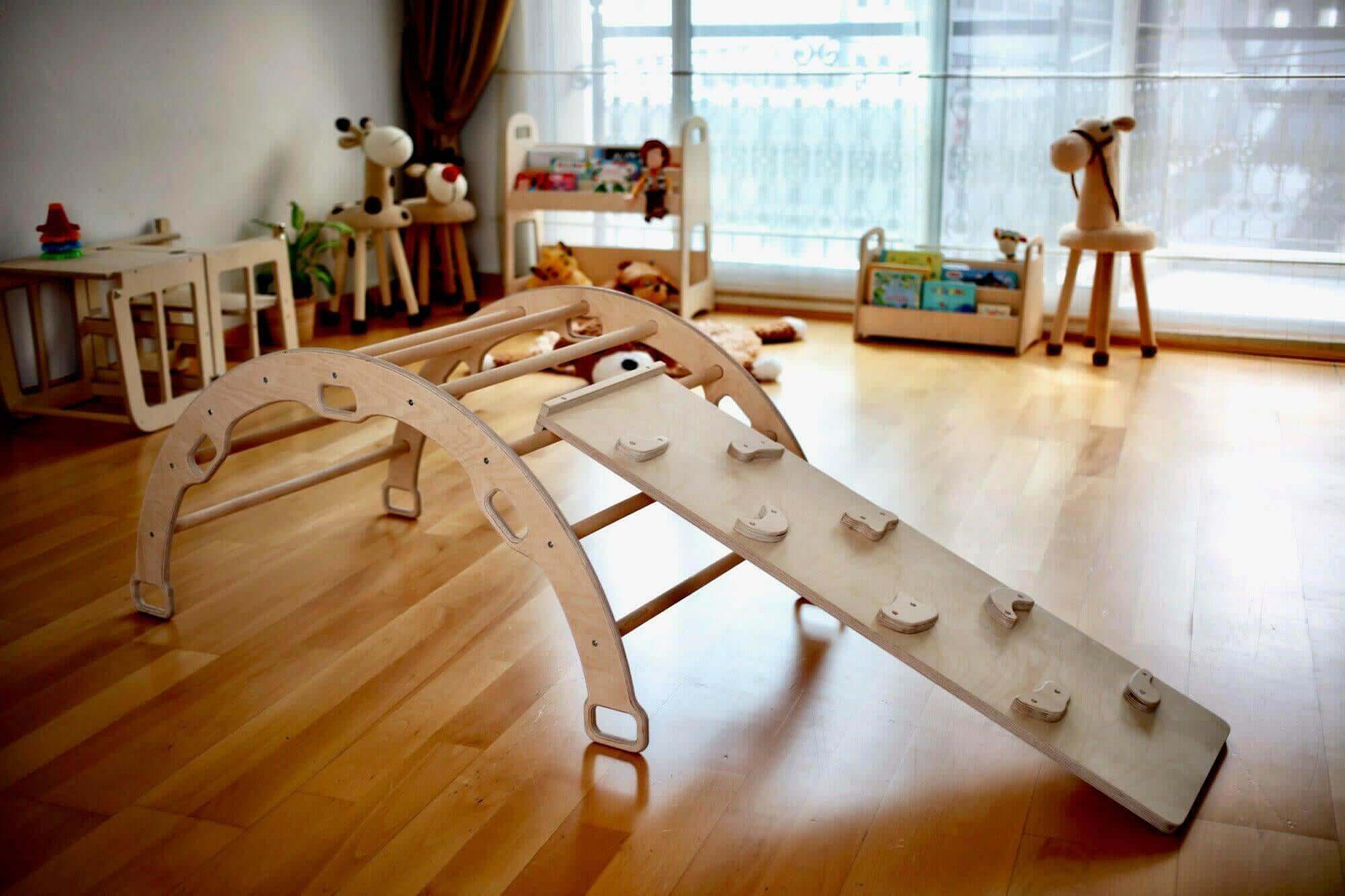 Montessori Climbing Set (3 Pieces)| Pikler Triangle, Climbing Arch &amp; Ramp