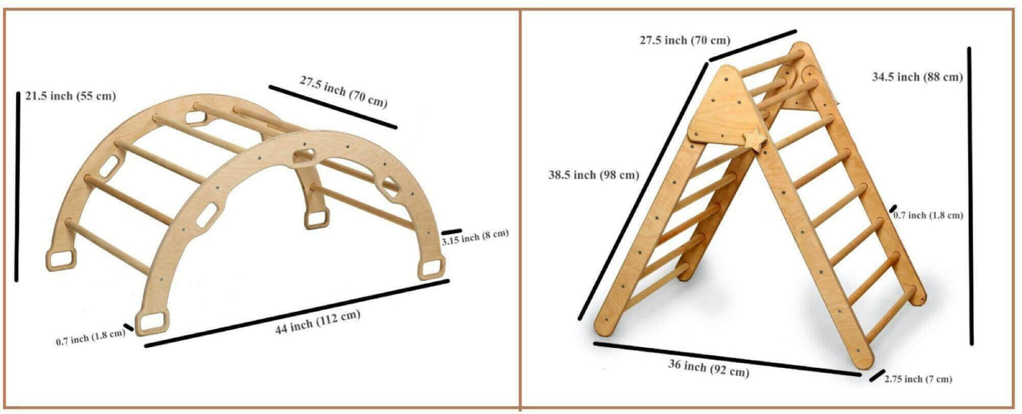 Montessori Climbing Set (3 Pieces)| Pikler Triangle, Climbing Arch &amp; Ramp