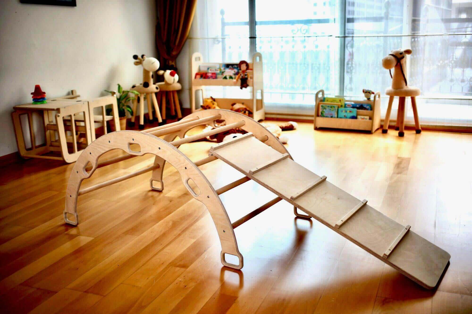 Montessori Climbing Set (3 Pieces)| Pikler Triangle, Climbing Arch &amp; Ramp