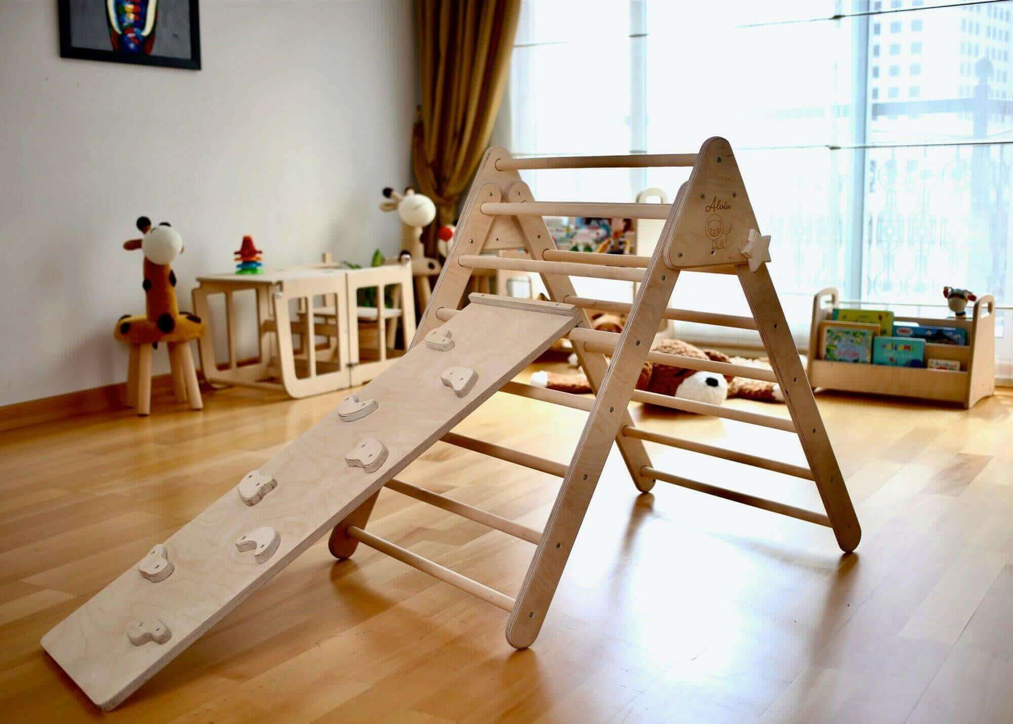 Montessori Climbing Set (3 Pieces)| Pikler Triangle, Climbing Arch &amp; Ramp
