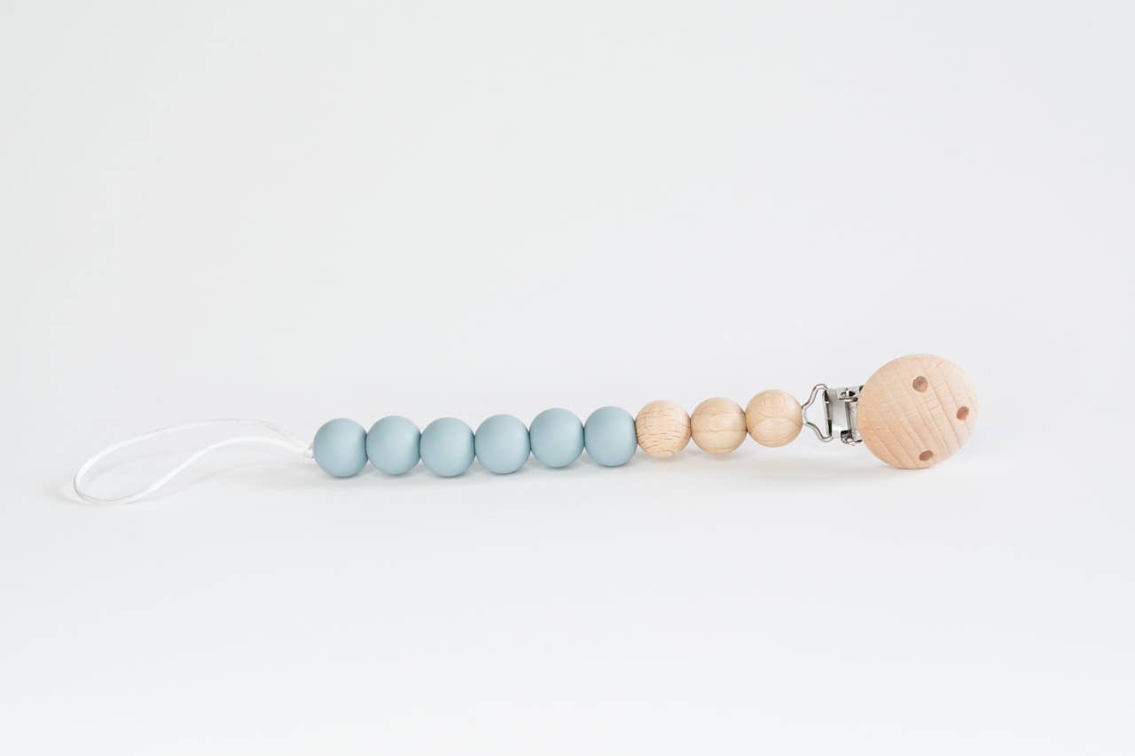 Beaded Wooden &amp; Silicone Pacifier Clip