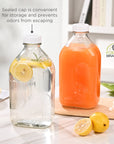Fox Run Large Glass Milk Bottles, Set of 2 64oz/2 Quart