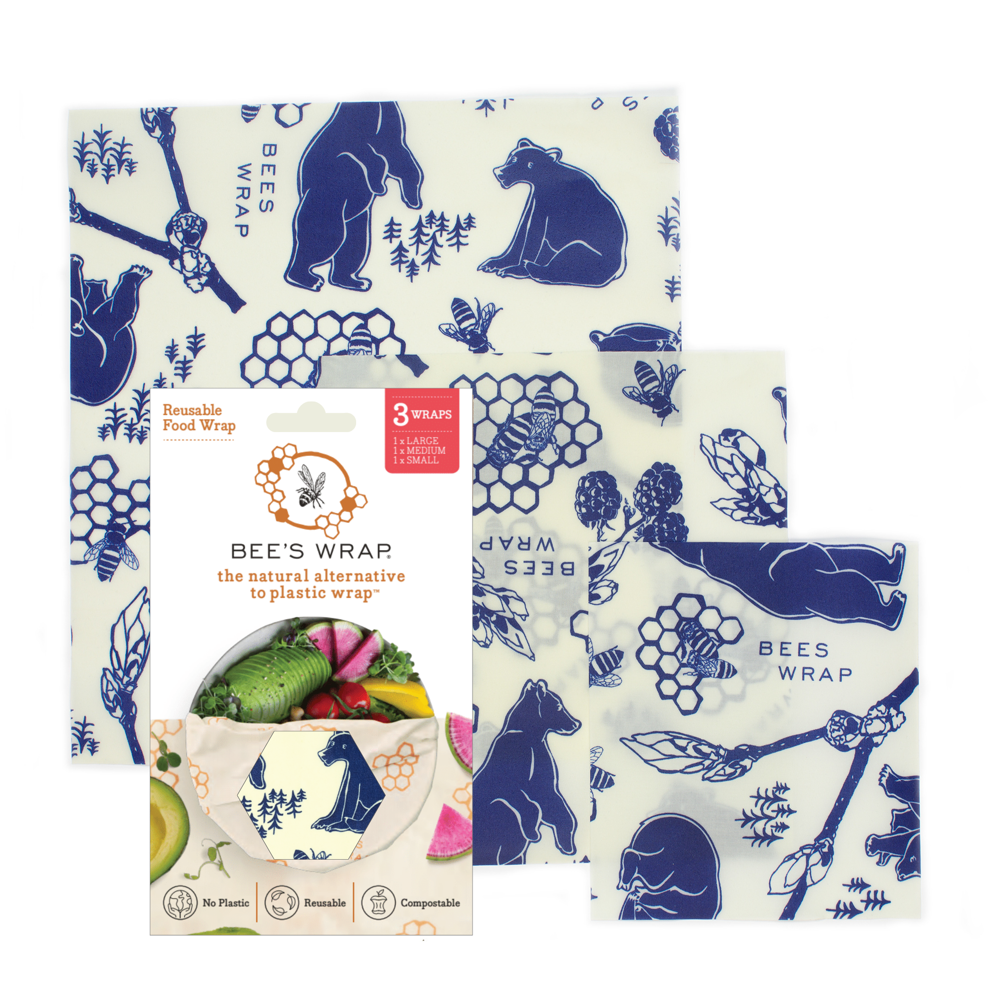 Bee's Wrap - Assorted 3 Pack - Bees &amp; Bears