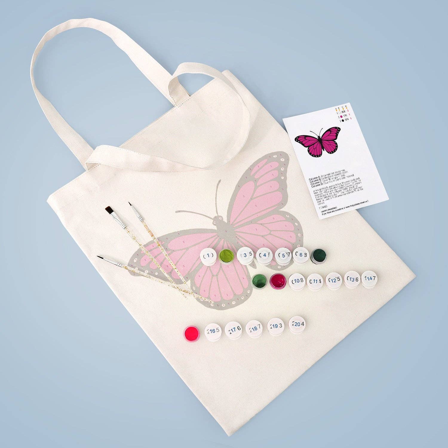 Paint Your Numbers - Pink Flutter Tote Paint by Numbers Kit