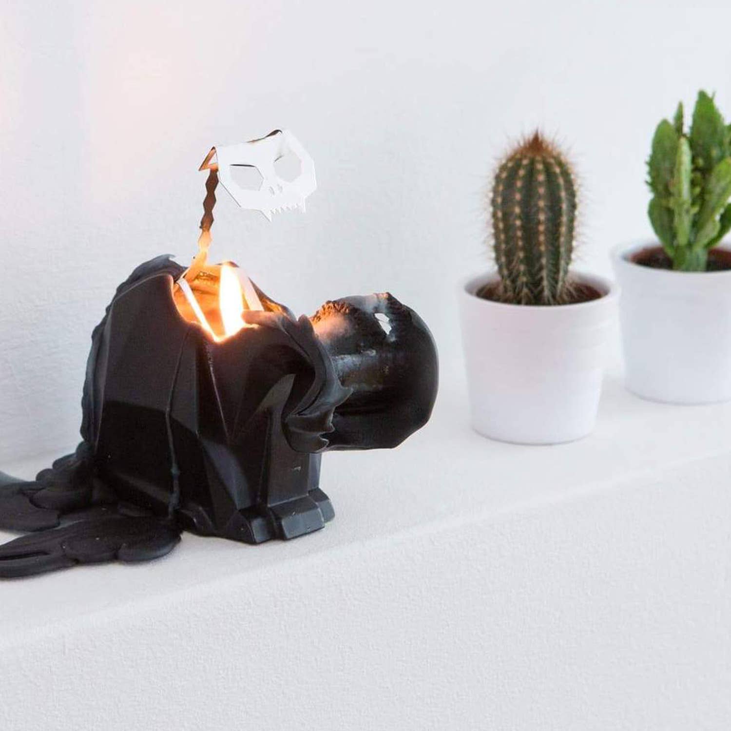 Pyropet Black Cat Candle with skeleton inside. Nordic Noir