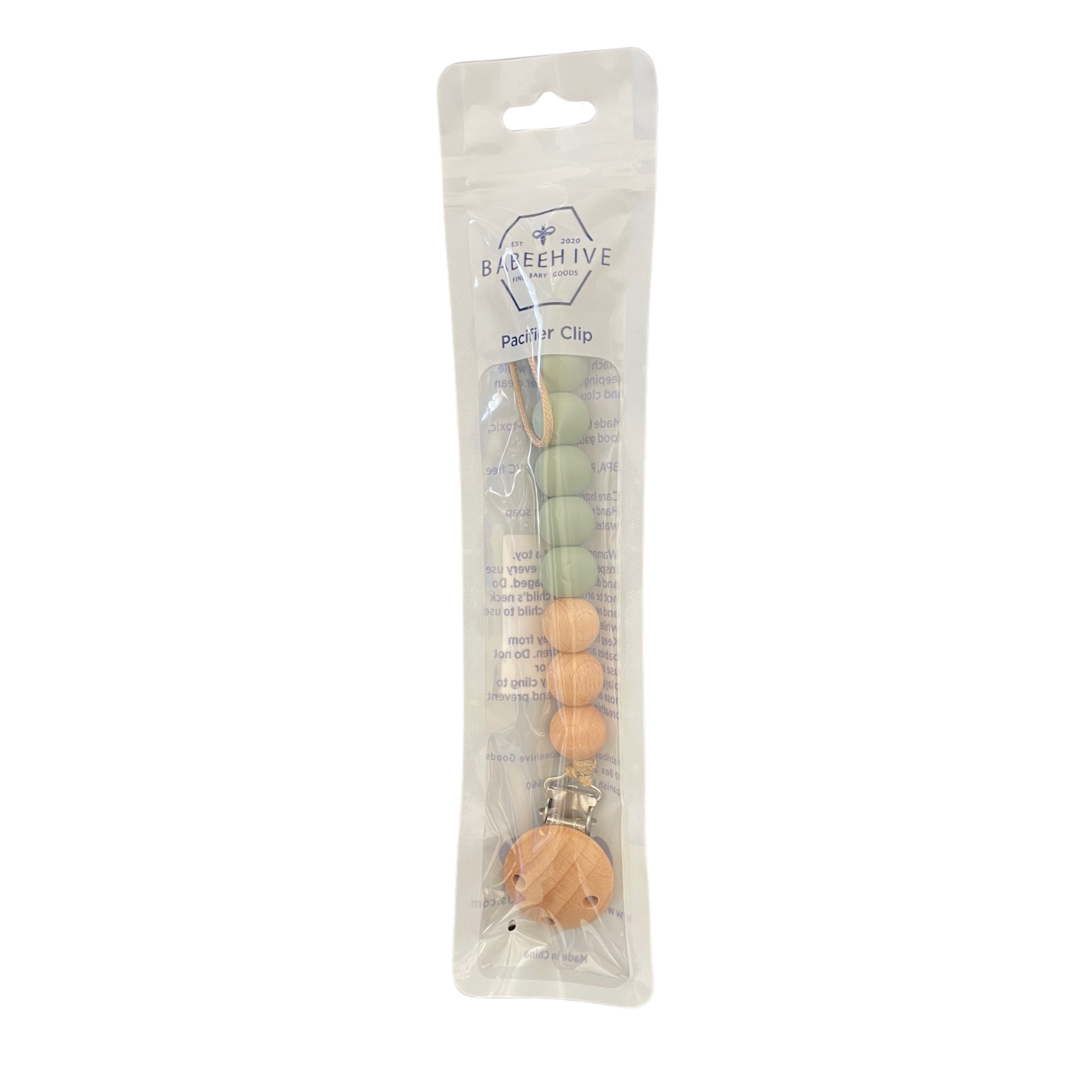 Beaded Wooden &amp; Silicone Pacifier Clip