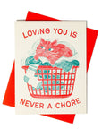 Bromstad Printing Co. - Never a Chore Cat - Risograph Greeting Card