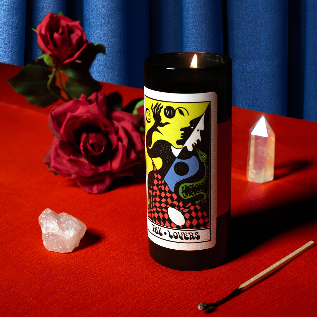 Tarot Candle, Lovers - 6" Tall &amp; 60 Hr Burn, Orange &amp; Moss