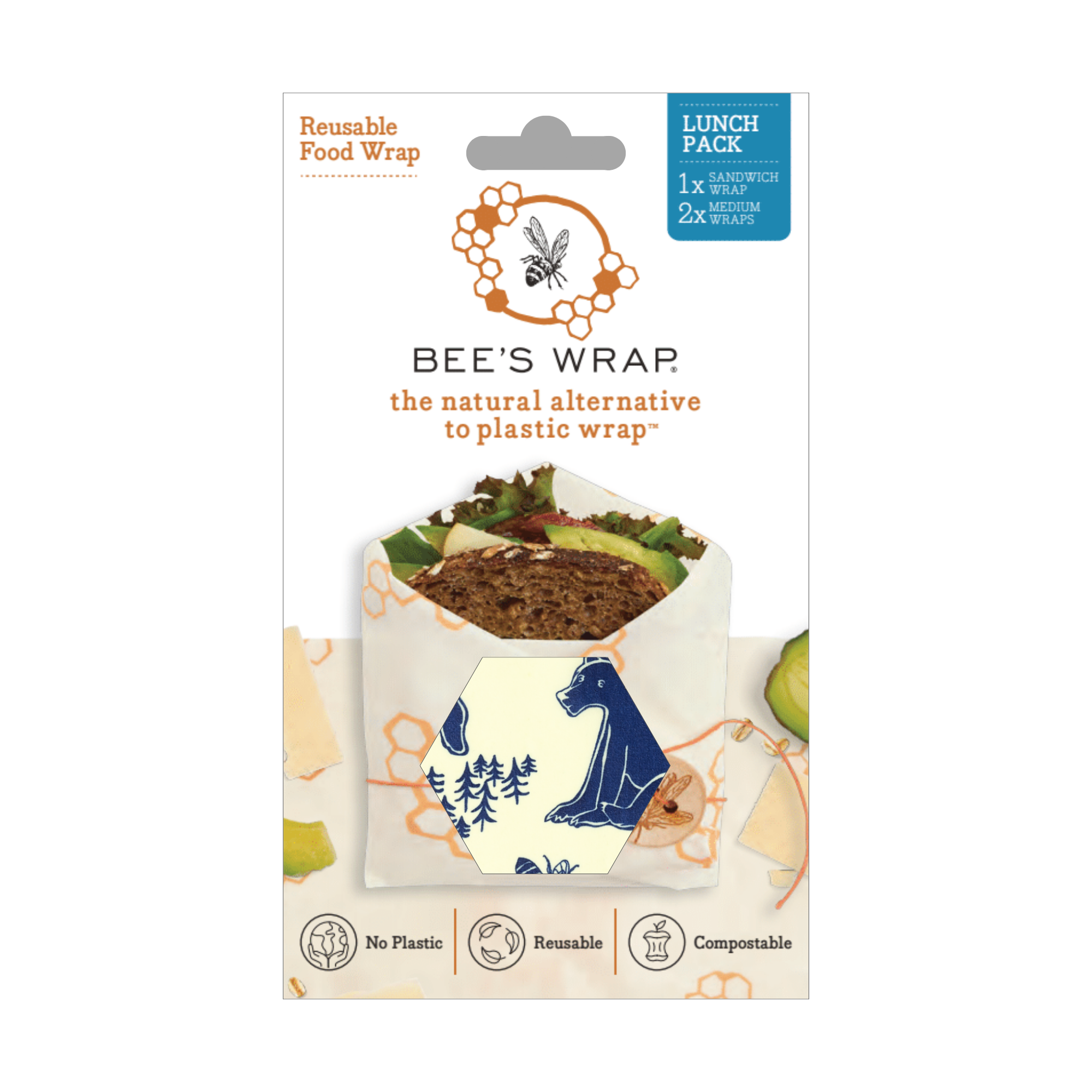 Bee's Wrap - Lunch Pack - Bees &amp; Bears Print