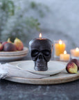 Sculpted Skull Candle – 100% Beeswax – Black - Handcrafted