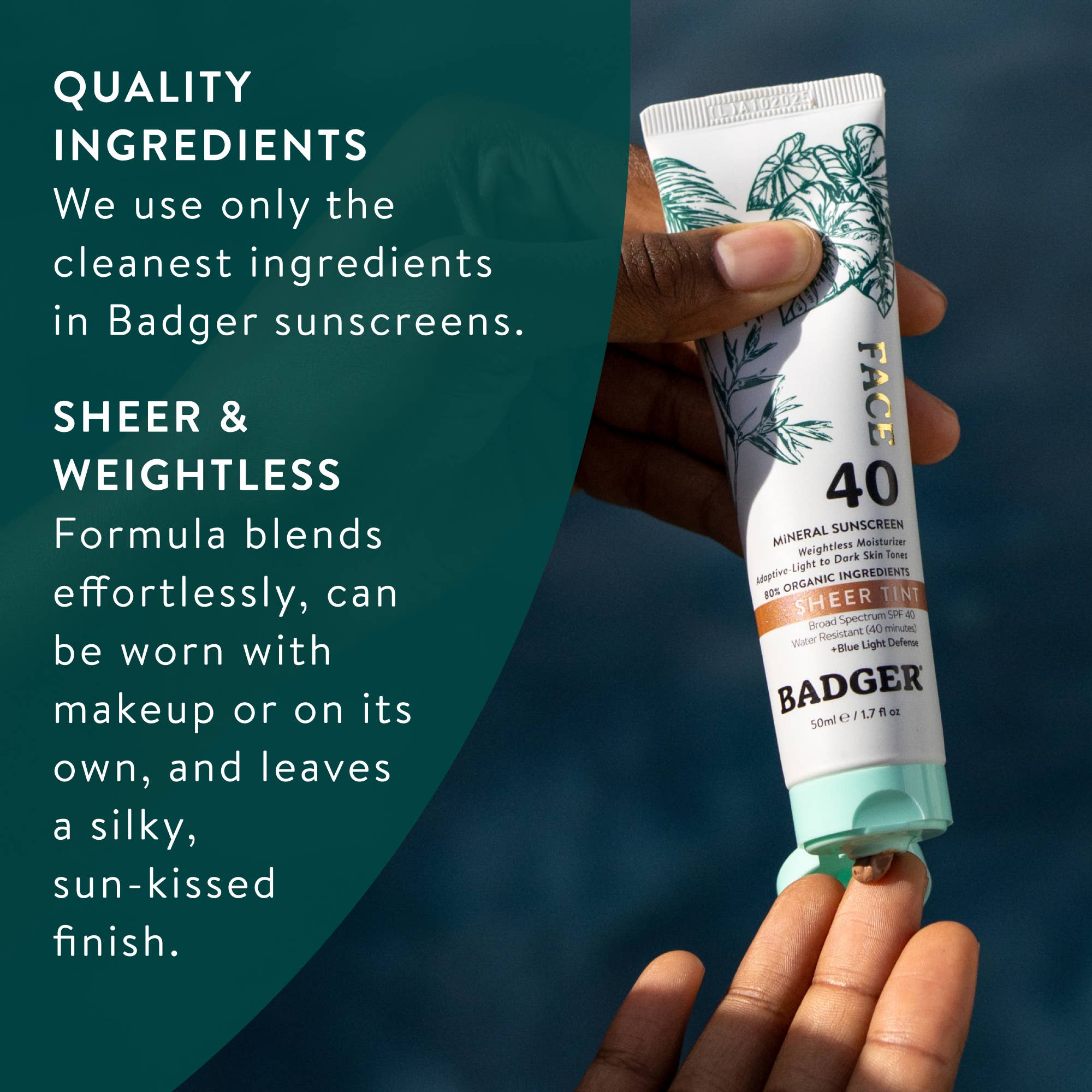 Badger Mineral Tinted Face Sunscreen SPF 40, with Zinc Oxide