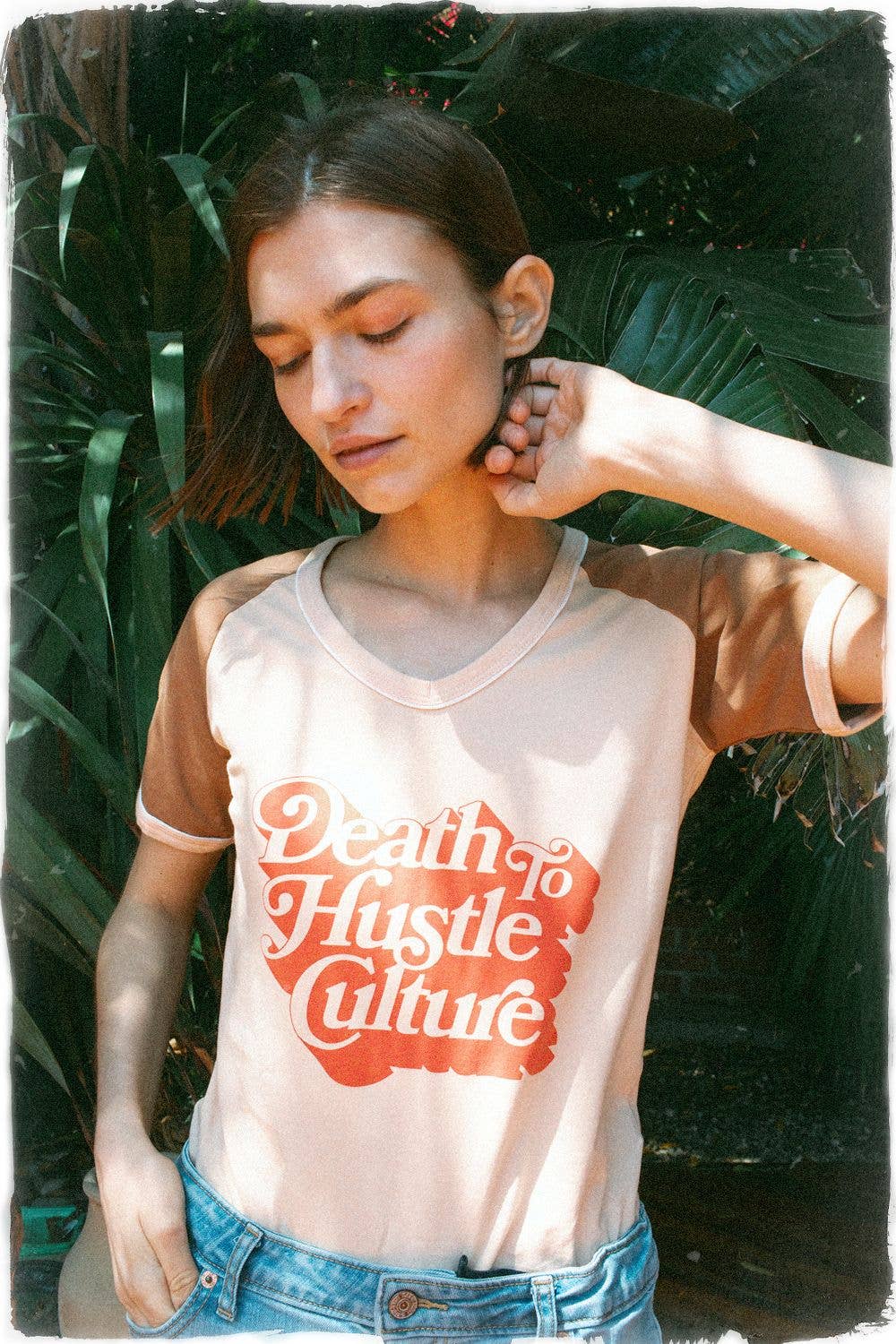 Death to Hustle Culture | Women's Raglan Graphic Te