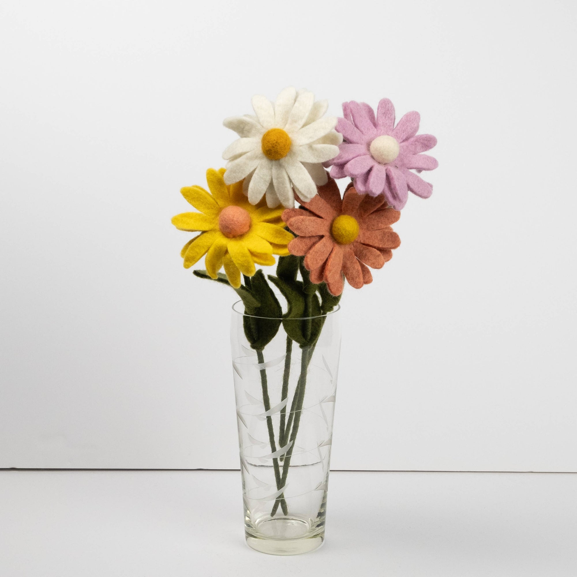 Pastel Daisy Felt Flower Stems