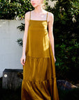 Square Neck Ruffled Hem Cami Midi Dress