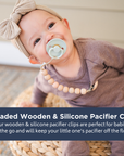 Beaded Wooden & Silicone Pacifier Clip