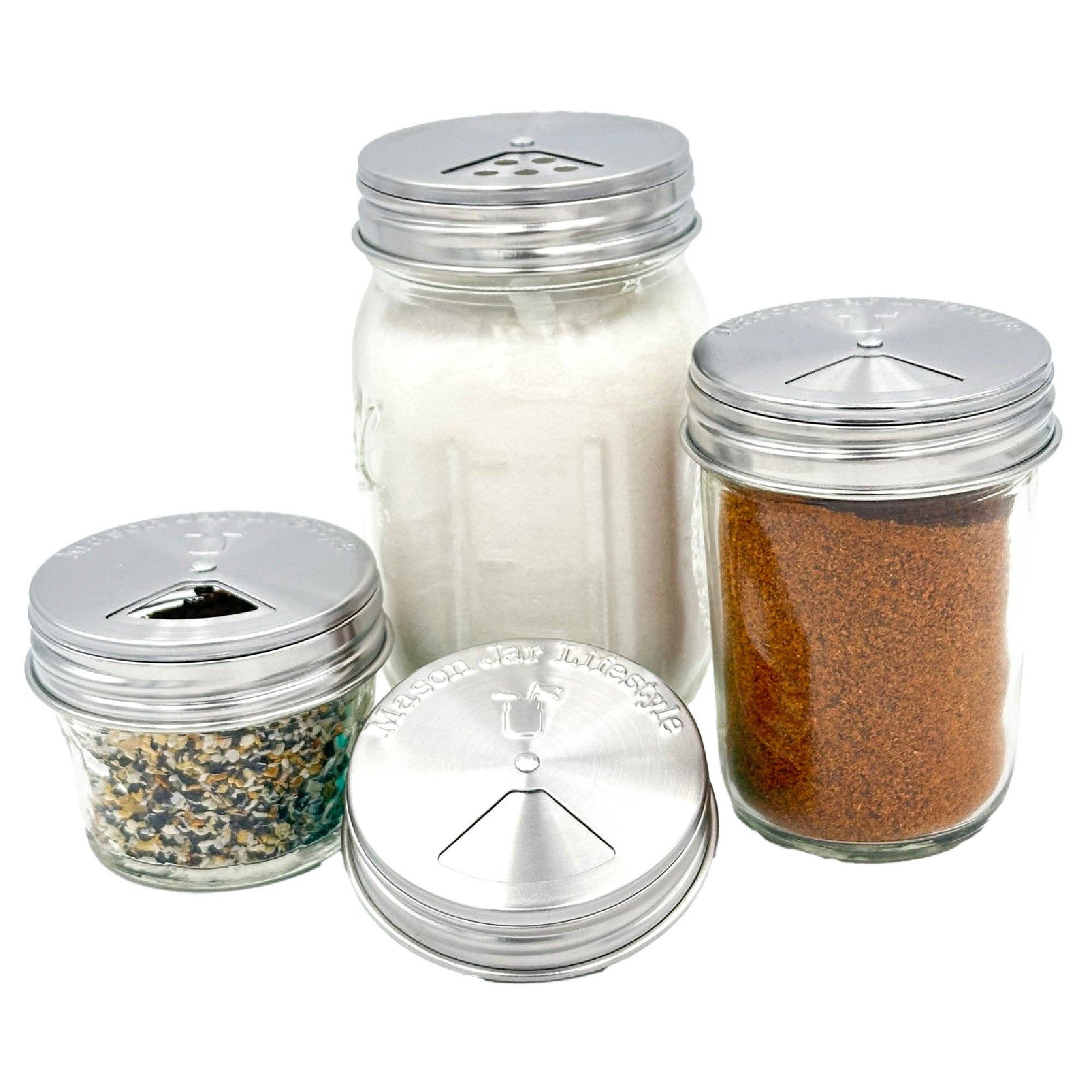 Mason Jar Lifestyle - 4 Pack Stainless Steel Spice Lids