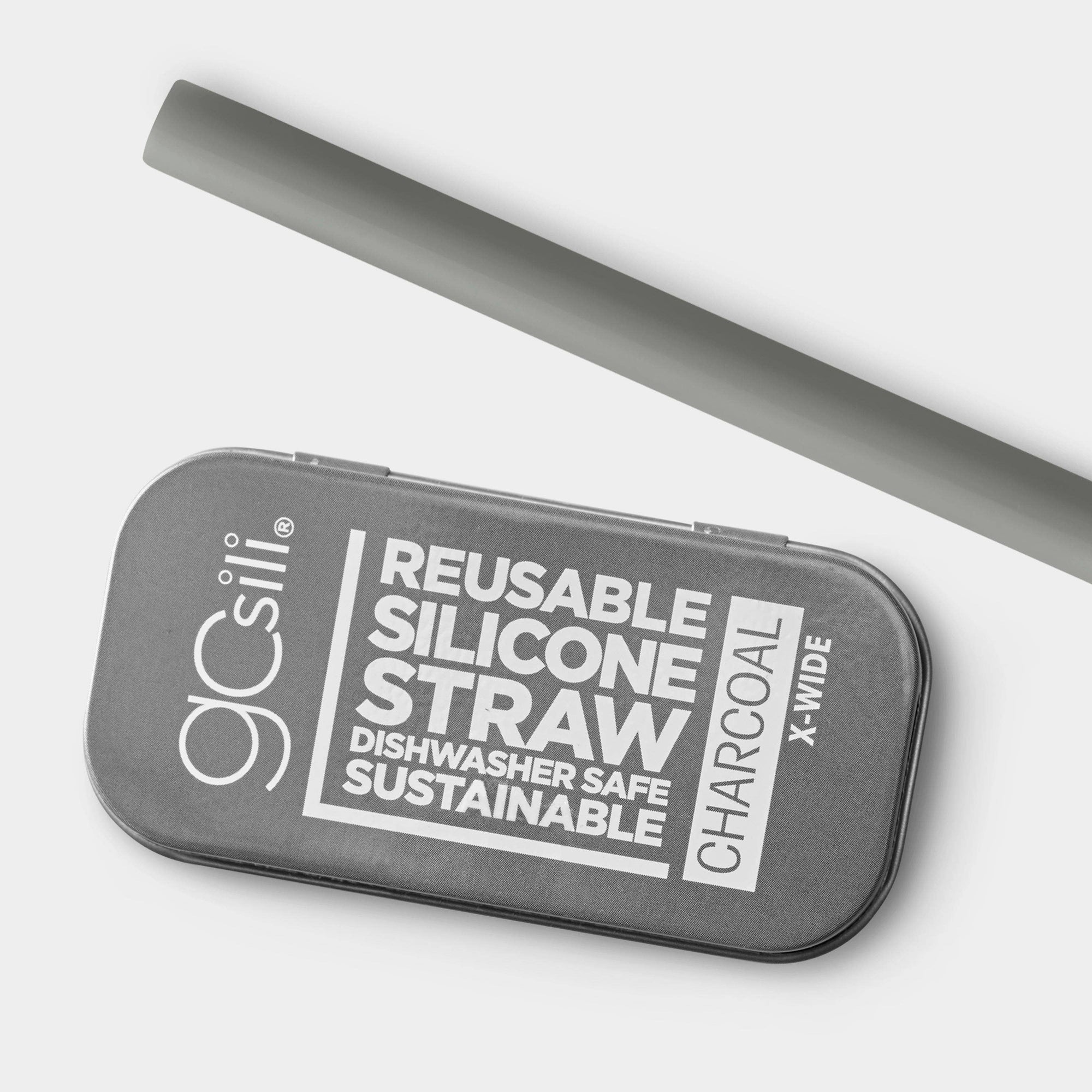 GoSili® 8.5" Extra Wide Silicone Straw, Eco-Friendly, Soft Reusable Boba/Milkshake Collapsible Drinking Straw with Travel Case
