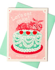 Let's Eat Cake Cat - Risograph Birthday Card