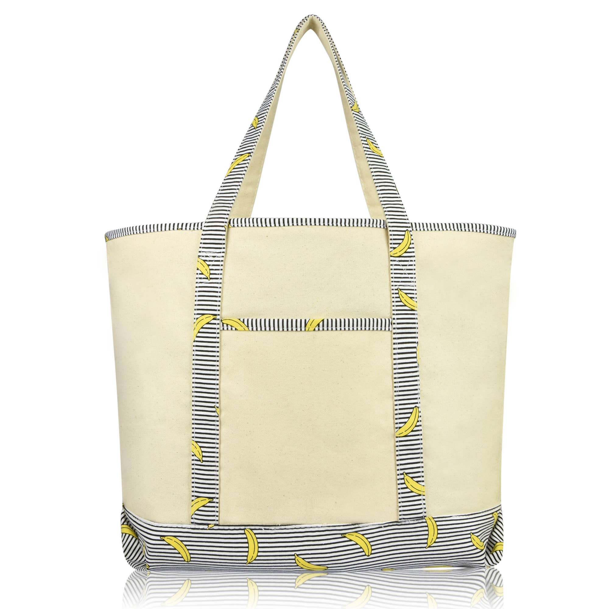 Cotton Canvas Tote Bag (Zippered Top)