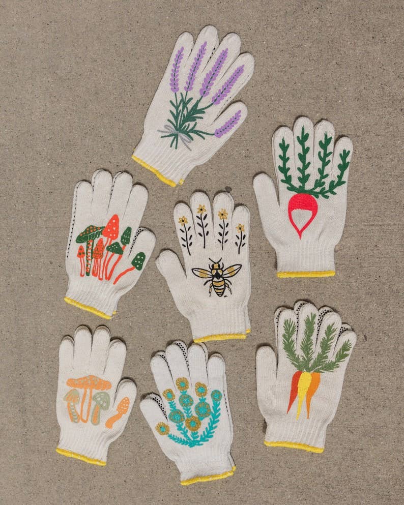 Bunny Gardening Gloves: Le Lapin Rabbit Print, Cotton Blend