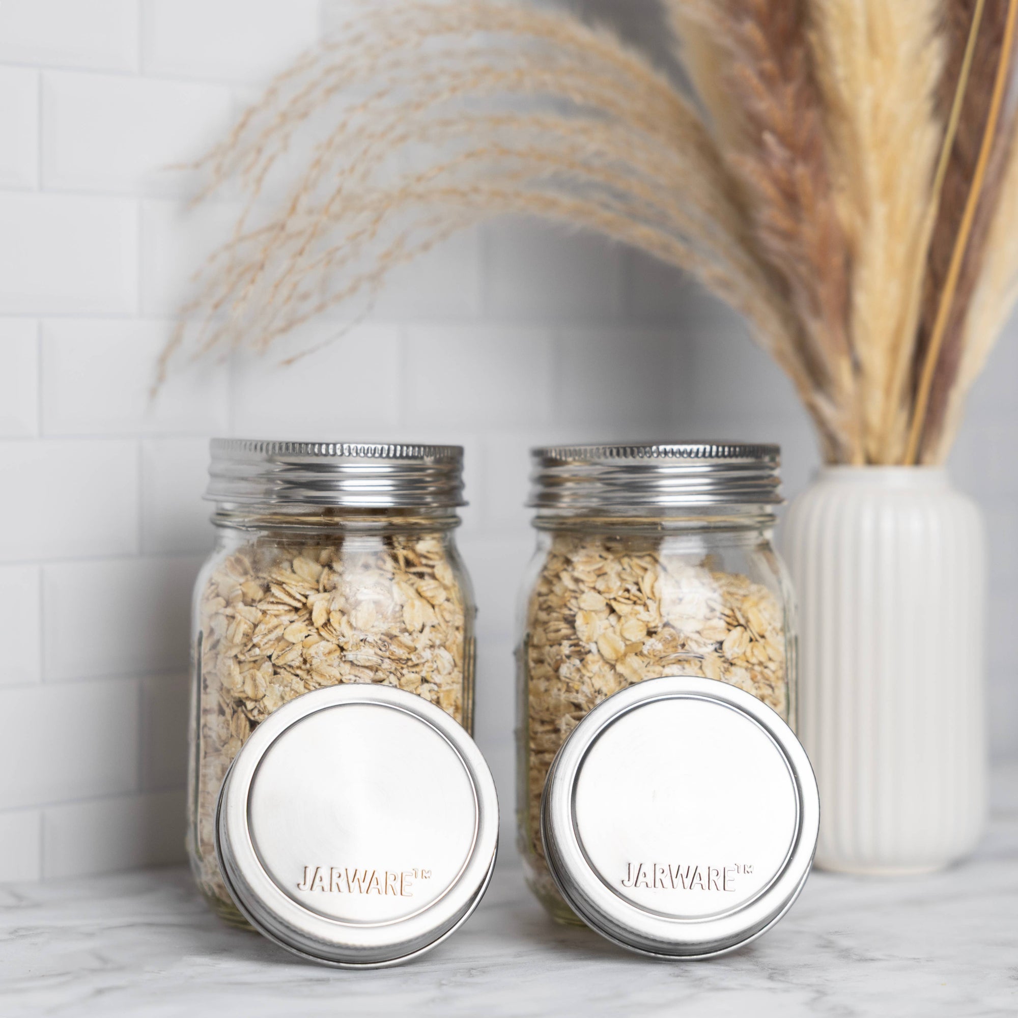 Jarware Stainless Steel Mason Jar Lids, Set of 8