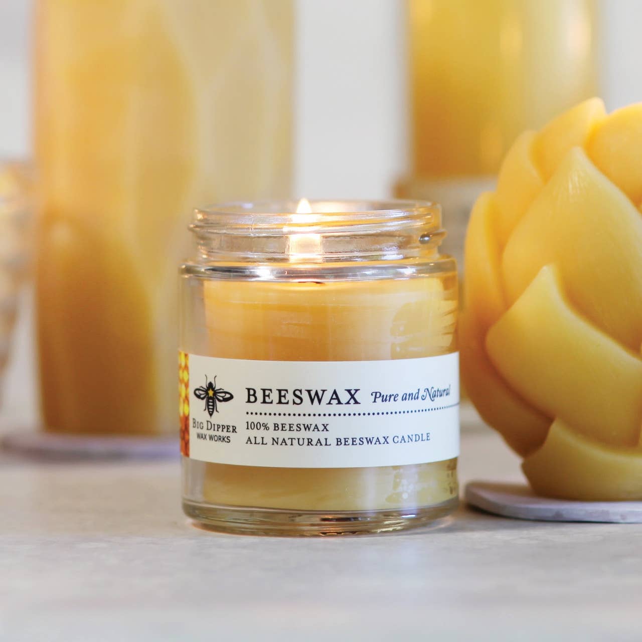 Apothecary Glass Candle – 100% Pure Beeswax – 25 Hour Burn
