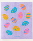 Easter Eggs on Purple Swedish Dishcloth