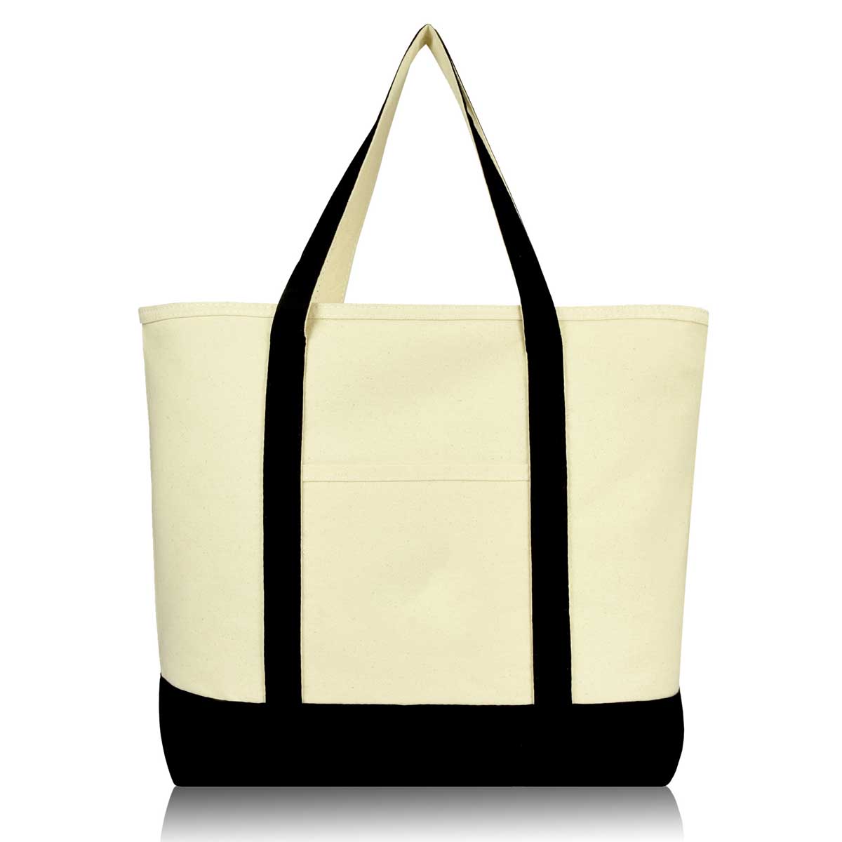 Cotton Canvas Tote Bag (Zippered Top)