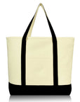 Cotton Canvas Tote Bag (Zippered Top)