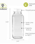 Fox Run Square Glass Milk Bottle, Leaf-Proof 16.9 oz